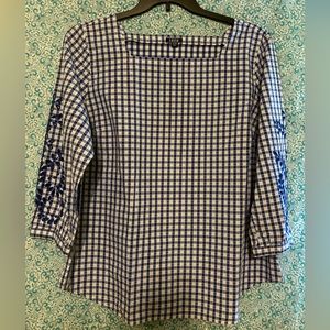 IZOD Woman’s Cotton Checkered Top w/ accent detail, Size: XL